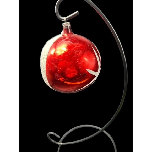 Poland Mercury Glass Indent Reflective Hand Painted Christmas Ornament 3.25" Vtg - Picture 6 of 9